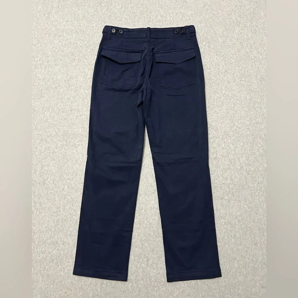 Madewell Straight Utility Pants NWT Size 26 Navy High Rise Full Length Twill